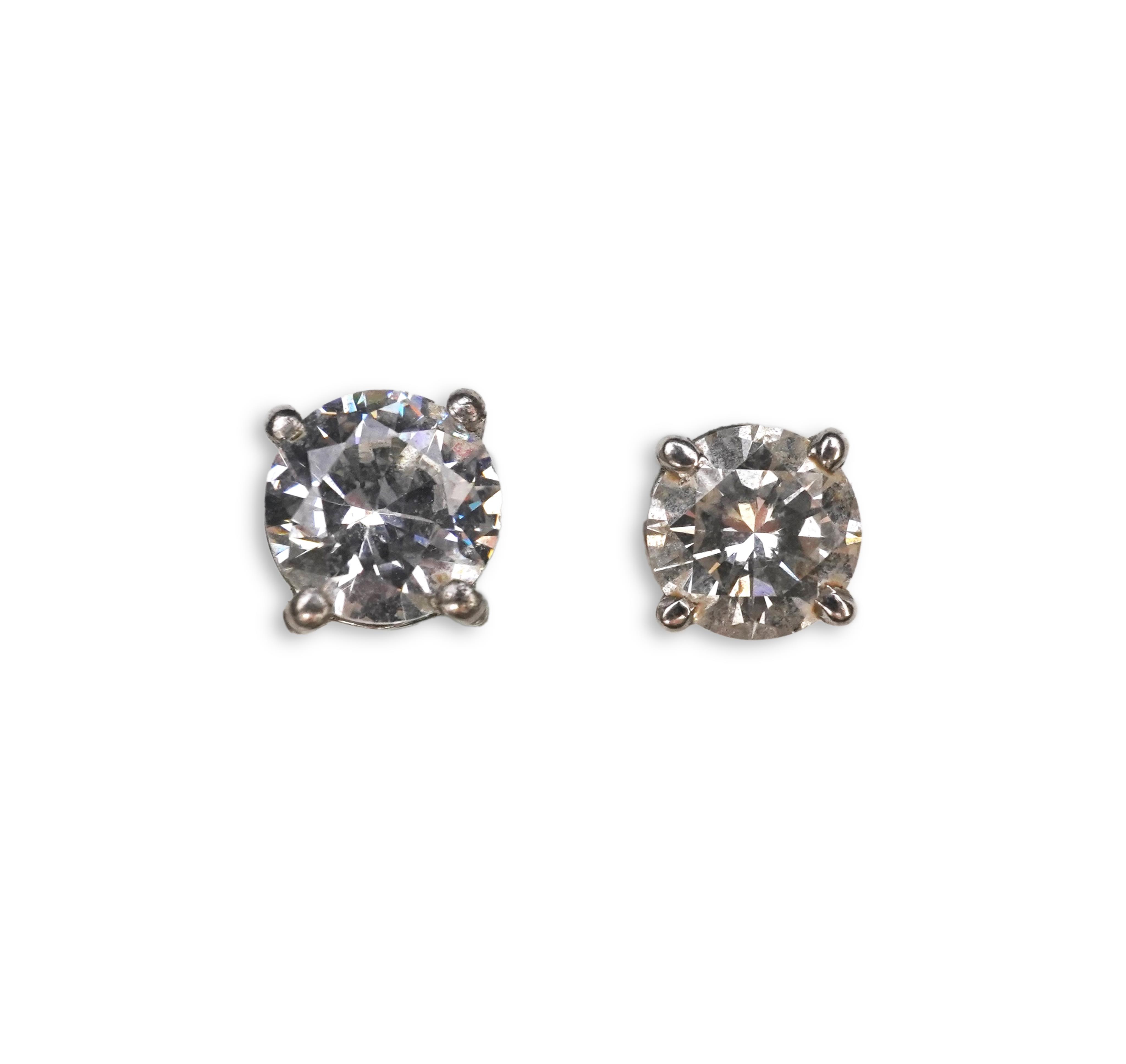 A diamond stud earring